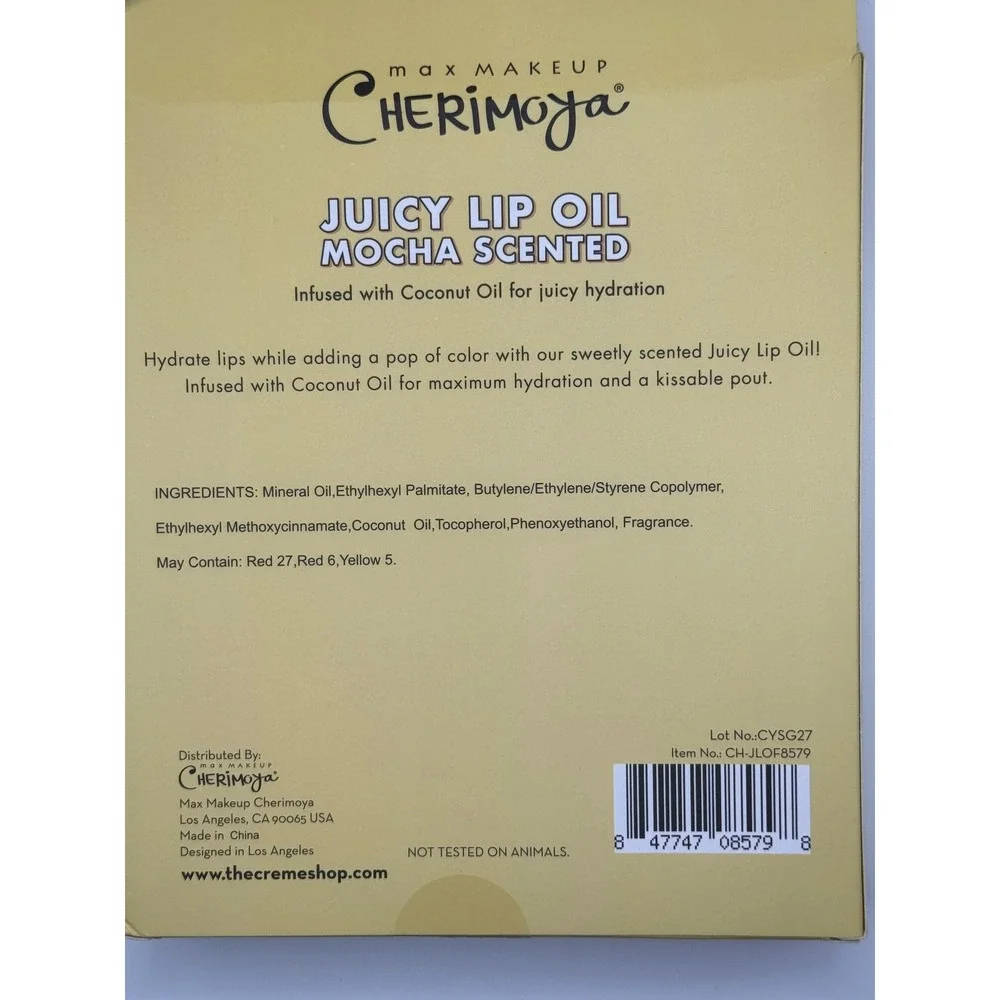 Cherimoya Juicy Lip Oil‎ Trio Mocha Scented Set of 3 Coconut Oil